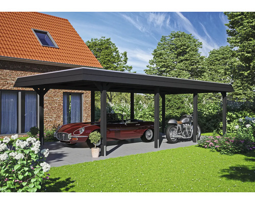 Einzelcarport SKAN HOLZ Wendland schwarze Blende inkl. Pfostenanker, EPDM Folie 409 x 870 cm anthrazit Einzelcarport SKAN HOLZ Wendland schwarze Blende inkl. Pfostenanker, EPDM Folie 409 x 870 cm anthrazit