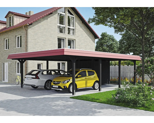 Doppelcarport SKAN HOLZ Wendland rote Blende inkl. Pfostenanker, Abstellraum 630 x 879 cm anthrazit Doppelcarport SKAN HOLZ Wendland rote Blende inkl. Pfostenanker, Abstellraum 630 x 879 cm anthrazit