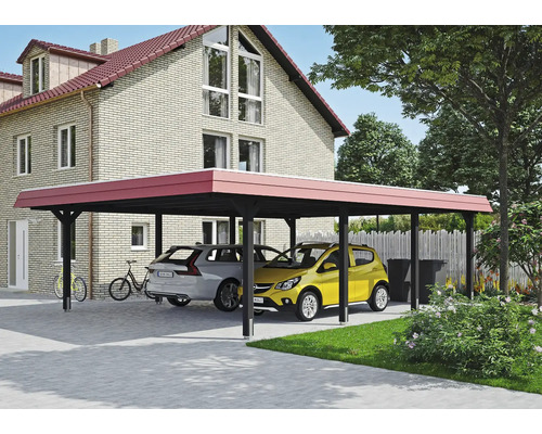 Doppelcarport SKAN HOLZ Wendland rote Blende inkl. Pfostenanker 630 x 879 cm anthrazit Doppelcarport SKAN HOLZ Wendland rote Blende inkl. Pfostenanker 630 x 879 cm anthrazit