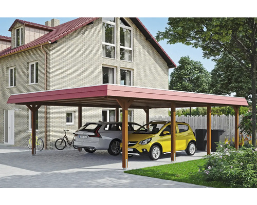 Doppelcarport SKAN HOLZ Wendland rote Blende inkl. Pfostenanker 630 x 879 cm nussbaum Doppelcarport SKAN HOLZ Wendland rote Blende inkl. Pfostenanker 630 x 879 cm nussbaum