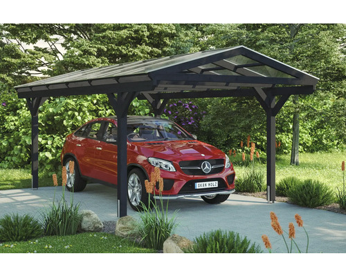 Carport individuel SKAN HOLZ Westerwald avec ancre de poteau 362 x 648 cm anthracite Carport individuel SKAN HOLZ Westerwald avec ancre de poteau 362 x 648 cm anthracite