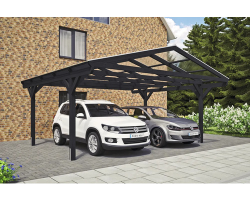 Carport double SKAN HOLZ Westerwald avec ancre de poteau 570 x 541 cm anthracite Carport double SKAN HOLZ Westerwald avec ancre de poteau 570 x 541 cm anthracite