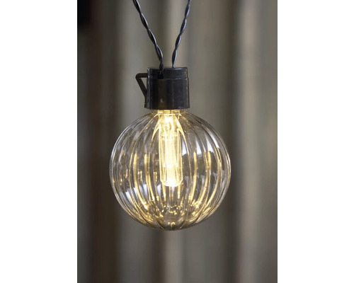 Ampoule décorative avec verre transparent nervuré et lumière blanche chaude