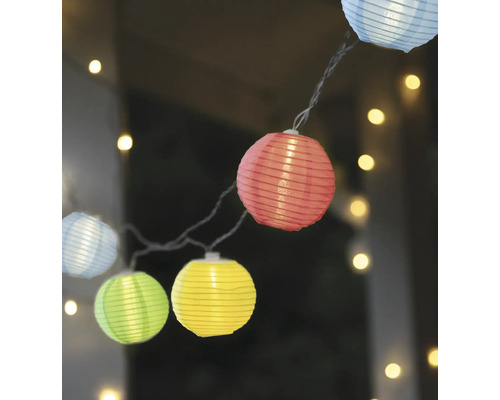 Guirlande lumineuse avec lanternes en papier colorées pour l''intérieur