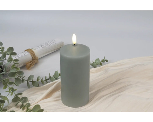 Dekorative graue LED Kerze mit künstlicher Flamme