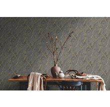 Ambiance décorative avec papier peint marbré gris et doré