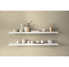 Deux étagères blanches avec des objets de décoration sur un mur