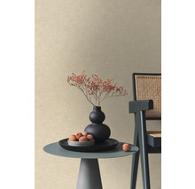 Nature morte décorative avec vase, fleurs séchées, litchis et chaise sur une petite table
