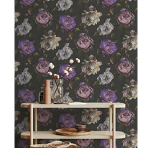 Papier peint à motifs avec motif floral et étagère
