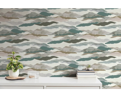 Papier peint avec motif de nuages sur un mur