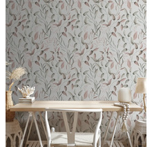 Bureau avec papier peint à fleurs, bureau et chaise