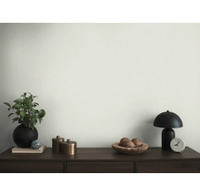 Décoration intérieure décorative avec plante, lampe et bol en bois sur une commode