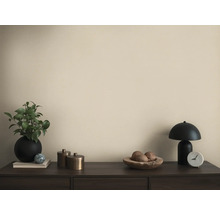 Dekorative Gegenstände wie eine Pflanze, eine Lampe und eine Schale auf einer Kommode
