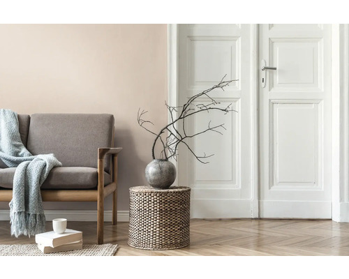 Salon avec canapé, table d''appoint et décoration dans un style lumineux et organisé.