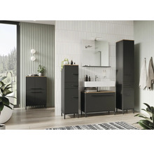 Modernes Badezimmer mit Waschbecken, Spiegelschrank und Badmöbeln in Anthrazit