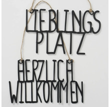 Dekoschild mit den Worten Lieblingsplatz und Herzlich Willkommen