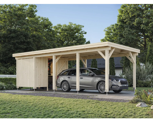 Einzelcarport Palmako Karl 23,1 m² inkl. Geräteraum 315 x 732 cm tauchgrundiert weiß Einzelcarport Palmako Karl 23,1 m² inkl. Geräteraum 315 x 732 cm tauchgrundiert weiß