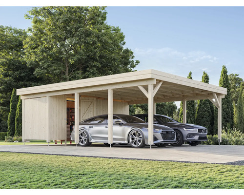 Doppelcarport Palmako Karl 40,6 m² inkl. Geräteraum 555 x 732 cm tauchgrundiert weiß Doppelcarport Palmako Karl 40,6 m² inkl. Geräteraum 555 x 732 cm tauchgrundiert weiß