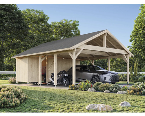 Doppelcarport Palmako Robert 40,6 m² inkl. Geräteraum 555 x 363 cm tauchgrundiert Doppelcarport Palmako Robert 40,6 m² inkl. Geräteraum 555 x 363 cm tauchgrundiert