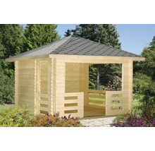 Gloriette de jardin en bois avec toit bitumé dans le jardin