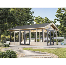 Pavillon Palmako Isabella 22,2 m² inkl. Fussboden 597 x 401 cm tauchgrundiert braun