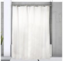 Badezimmer mit Duschvorhang an Duschstange