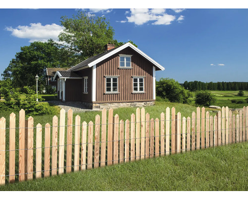 Clôture déroulable floraworld mélèze 300 x 100 cm nature Clôture en bois devant une maison de style champêtre
