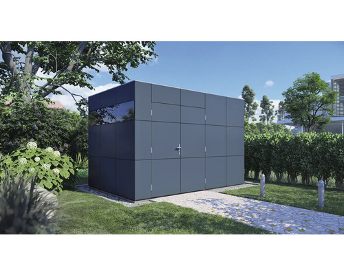 Abri de jardin moderne avec fenêtre dans le jardin