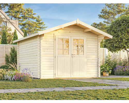 Abri de jardin en bois avec double porte et fenêtres