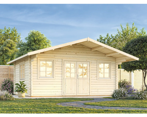Abri de jardin en bois avec double porte et fenêtres