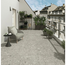 Dalle de terrasse en grès cérame fin Pebbles Light Grey 120x60x2 cm