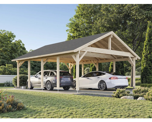 Carport double Palmako Robert 40,6 m² 555 x 732 cm doté d'un vernissage par immersion Carport double Palmako Robert 40,6 m² 555 x 732 cm doté d'un vernissage par immersion