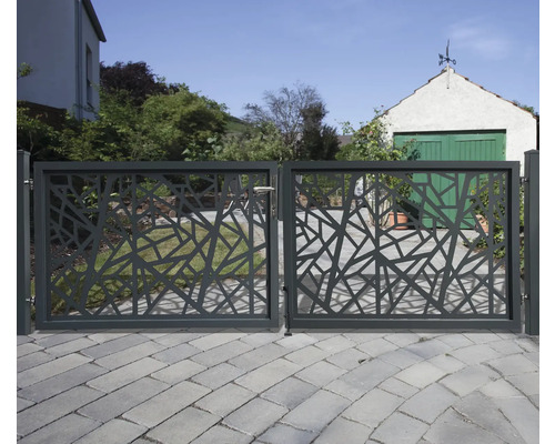 Portail de jardin en métal avec motif abstrait