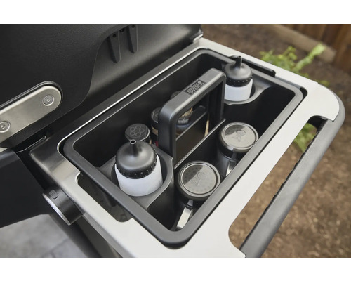 Weber Grill mit Behältern für Gewürze und Saucen