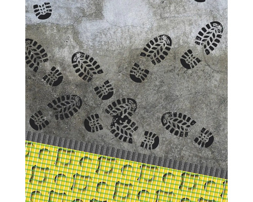 Image d''empreintes de chaussures sur une surface et une grille jaune-vert
