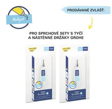 Zwei Grohe QuickGlue Klebesets für Duschprodukte mit Montagevorlage