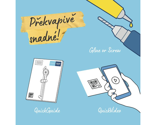 Anleitung zur Montage mit Kleber, Schraube, Kurzanleitung oder Video