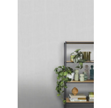 Dekoratives Regal mit Pflanzen und Dekorationselementen vor einer Wand