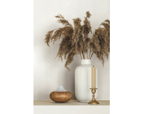 Dekorative Szene mit Duftlampe, Vase mit Pampasgras und Kerzenständer