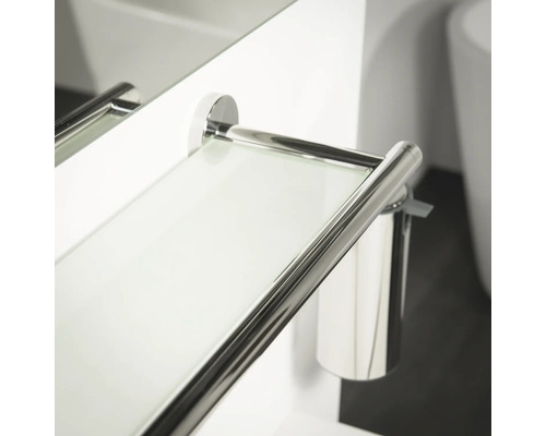 Glasablage mit Halterung zur Badaufbewahrung