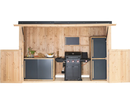 Espace barbecue Konsta grand modèle 337 x 95 cm naturel