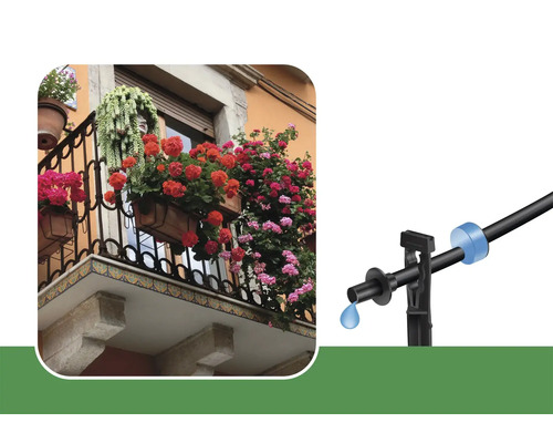 Système d''irrigation pour plantes de balcon avec goutteur et conduite d''eau