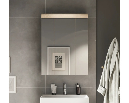 Badezimmer mit Spiegelschrank über einem Waschbecken