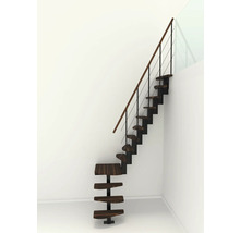 Vue d''une pièce d''un escalier en bois avec une balustrade en métal