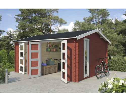 Abri de jardin Outdoor Life Carroz 2 496 x 403,4 cm rouge de falun Abri de jardin en bois avec double porte et fenêtre pour ranger outils de jardin et vélos
