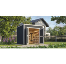 Armoire de jardin en bois avec étagères en extérieur