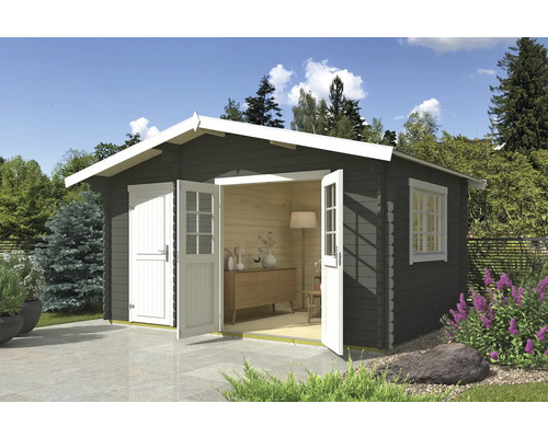 Abri de jardin avec double porte et fenêtres