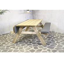 Table de pique-nique en bois avec coussins d''assise gris