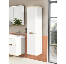 Badezimmer mit Waschbeckenunterschrank, Spiegelschrank und Hochschrank