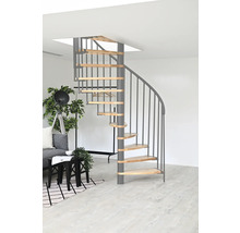 Wendeltreppe mit Holzstufen in modernem Wohnraum